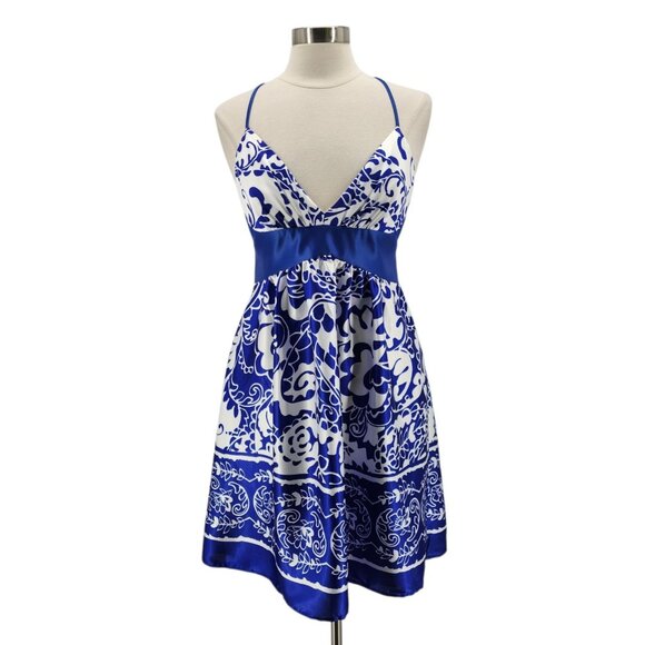 Vintage Jessica McClintock Womens 12 Dress Satin Floral Mini Sleeveless Party - Picture 1 of 10